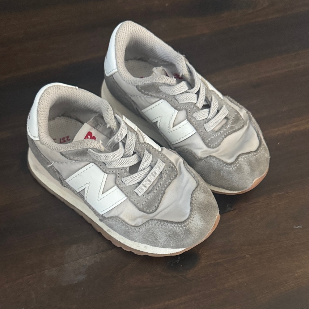 New Balance Kids Gray and White Sneakers